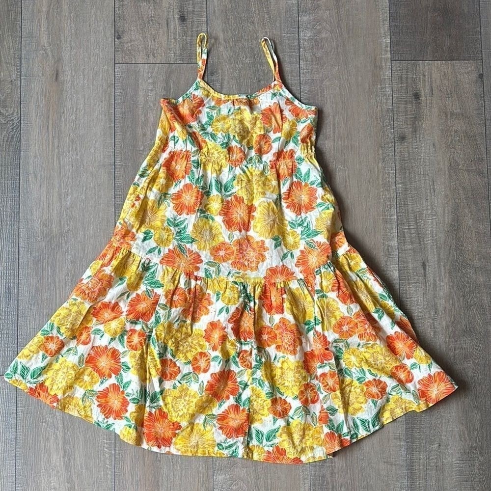 Zara Kids Girls Floral Dress Dress in Orange and Yellow